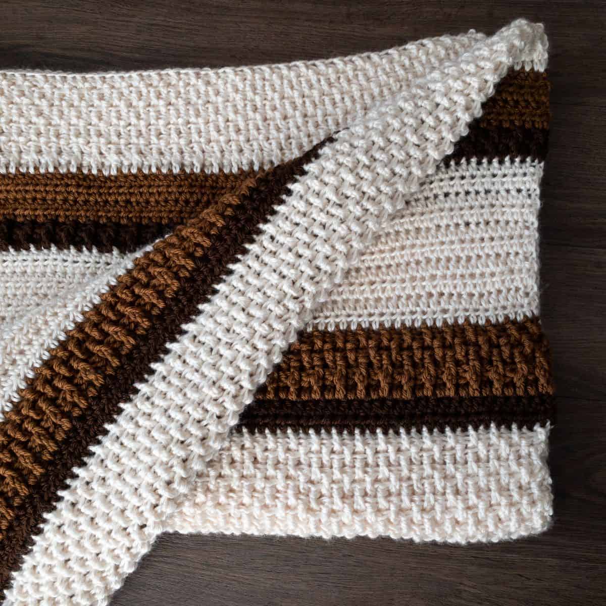 Three toned stripe crochet blanket