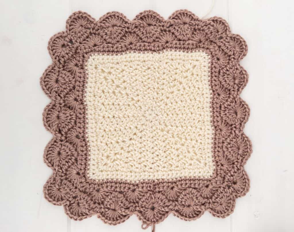 overhead shot of first sections of the shell and lace throw